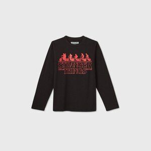 Stranger Things Black Long-Sleeve Graphic Tee Youth Size M Cotton